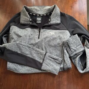 PINK Victoria's Secret Gray and Black Zip Up Sweater